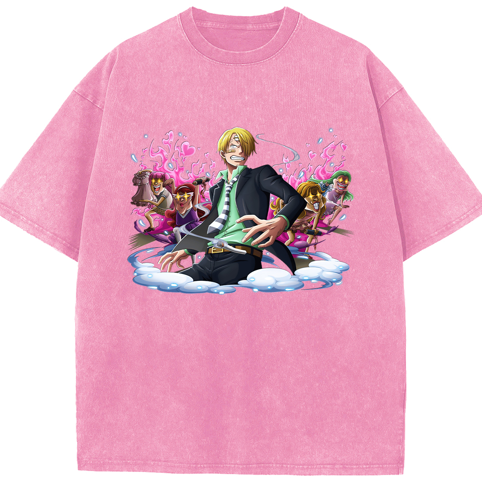 （画像用） ワンピース サンジ ONE PIECE Sanji 綿100% ヴィンテージ風 半袖Tシャツ（フロントプリント）